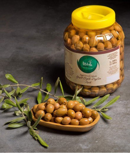 Ayvalık Doğal Fermente Sofralık Pet Yeşil Çizik Zeytin 2 KG